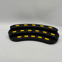 Crescent Minifigure Display Stand - Black with Yellow Bricks